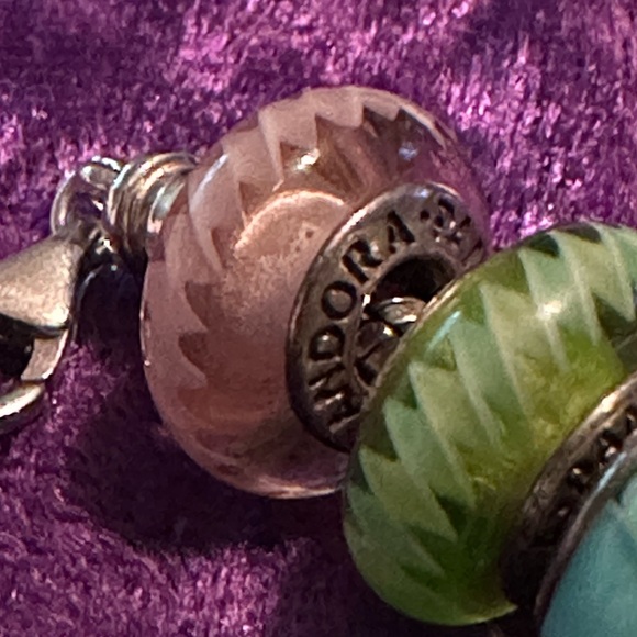 Authentic Pandora Sterling Silver Pink zigzag glass murano - Picture 5 of 5
